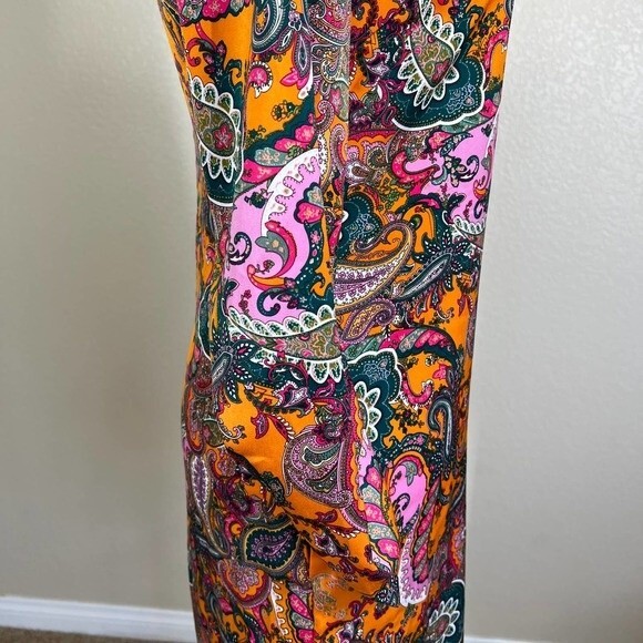 code x mode orange dress women paisley print long sleeve dress size XS romantic - Picture 9 of 16